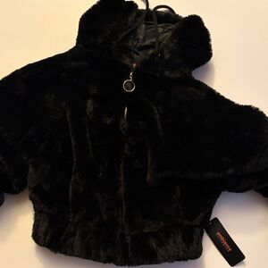 Ambiance Black Faux Fur Outerwear